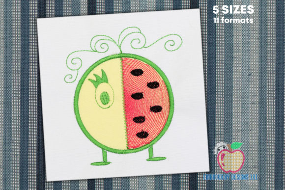 Cartoon Watermelon Applique: Fresh Summer Embroidery Design