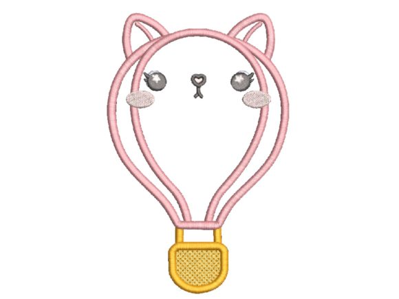 Cat Hot Air Balloon Embroidery for Thoughtful Gifts
