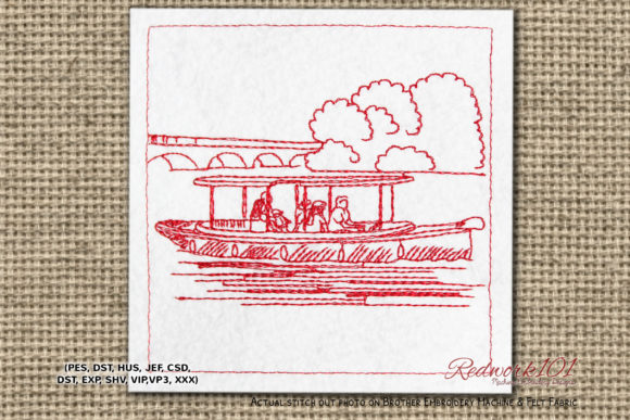 Tourist Boating Redwork for Thoughtful Personalized Gifts